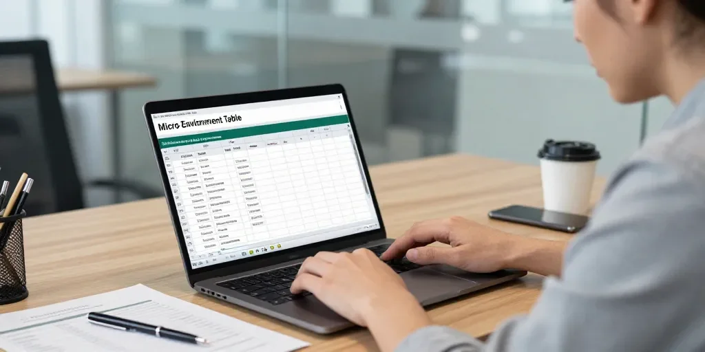 Micro environnement tableau : le modèle Excel prêt à remplir pour l'entreprise